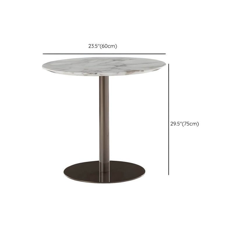 Dimension of Moderner geometrischer wasserdichter Hof Tisch Metallbasis Outdoor Tisch - Nur Tisch Rund Marmor 60 x 60 x 75 cm