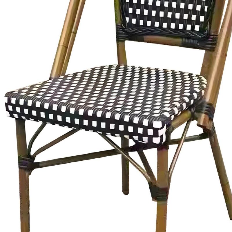 21" Breiter Tropischer Outdoor-Stuhl Rattan Armlehnen Esszimmer Seitenstuhl - Weiß / Grün 2-teiliges Set