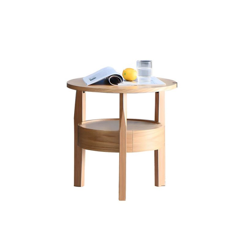 Massivholz-Beistelltisch im modernen Stil Runder Aufbewahrungstisch für die Terrasse - Nur Tisch 50 cm L x 50 cm B x 50 cm H Natur