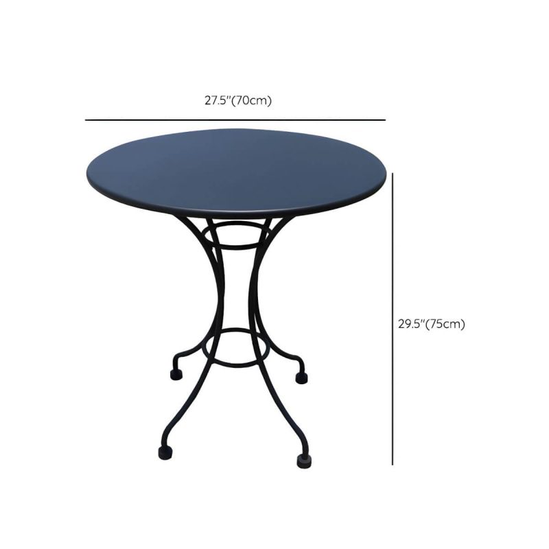 Dimension of Moderner geometrischer wasserdichter Hof Tisch Metallbasis Outdoor Tisch - Nur Tisch Rund Schwarz 70 x 70 x 75 cm