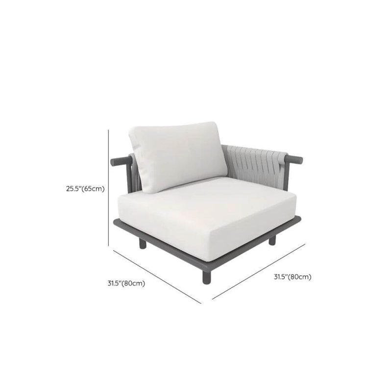 Dimension of Waterproof Light Gray Alloy Sofa with Pillow for 1, Trendy Cushion, Single Corner Sofa