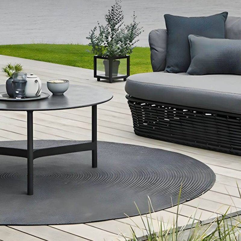 Moderner Glastisch Rundform in Schwarz/Braun - Nur Tisch 39,5"L x 39,5"B x 16,5"H Gold