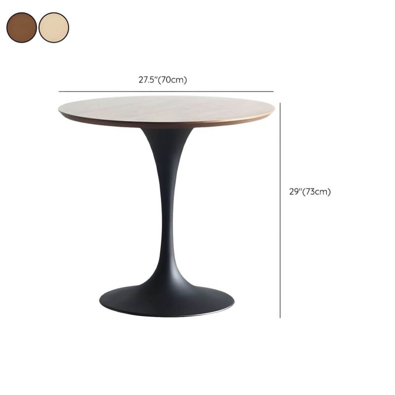 Dimension of Contemporary Style Wood Patio Table Round with Metal Leg in Natural/Brown - Natural Finish 27.6"L x 27.6"W x 28.7"H Table Only