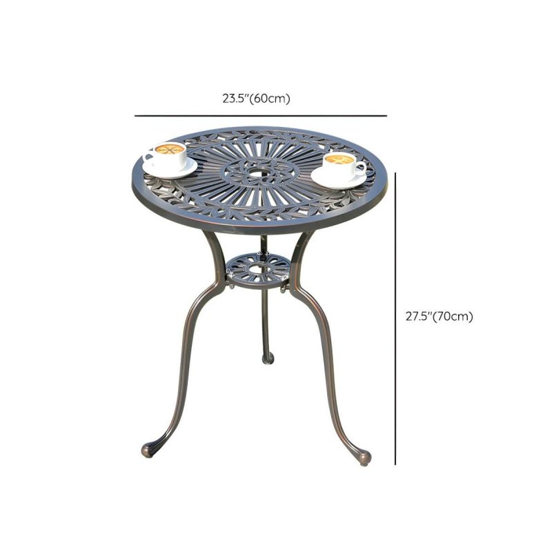 Dimension of Französischer Landhaus-Patio-Tisch im Freien Aluminiumrahmen Beistelltisch - Nur Tisch 23,6"L x 23,6"B x 27,6"H Braun