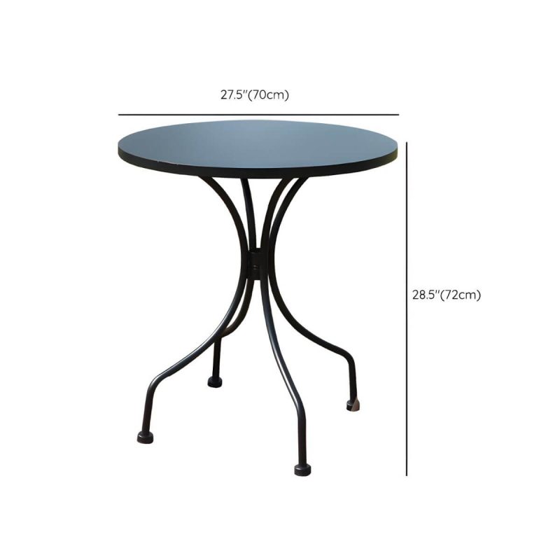 Dimension of Moderner geometrischer wasserdichter Hof Tisch Metallbasis Outdoor Tisch - Nur Tisch Rund Schwarz 70 x 70 x 72 cm
