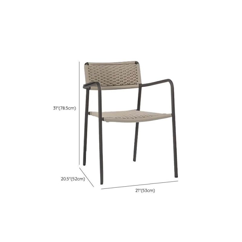 Dimension of Simplistic Aluminium Outdoor Arm Chair in Ink - 1 Chair
