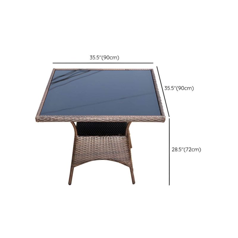 Dimension of Rattan Dining Table Contemporary Outdoor Table with Metal Base - 35.4"L x 35.4"W x 28.3"H Table Only