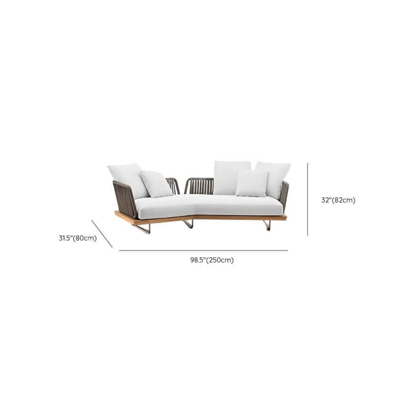 Dimension of Waterproof Black Alloy Sofa for 3 People with Pillow and Cushion in Trendy Style, Curved Sofa