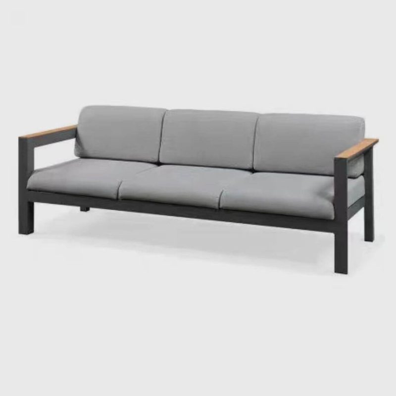 Taubengraues Canvas Mehrsitzersofa mit Ink-Legierungsrahmen, UV-beständig und gepolstertem Rücken, 3-Sitzer Sofa