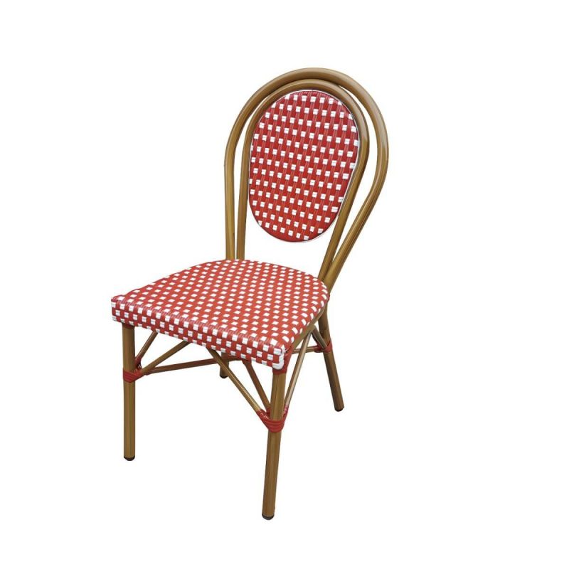Tropische Outdoor-Bistro-Stühle Rattan Armless Stapelbare Patio-Esszimmerstühle - Schwarz und Weiß 8-teiliges Set
