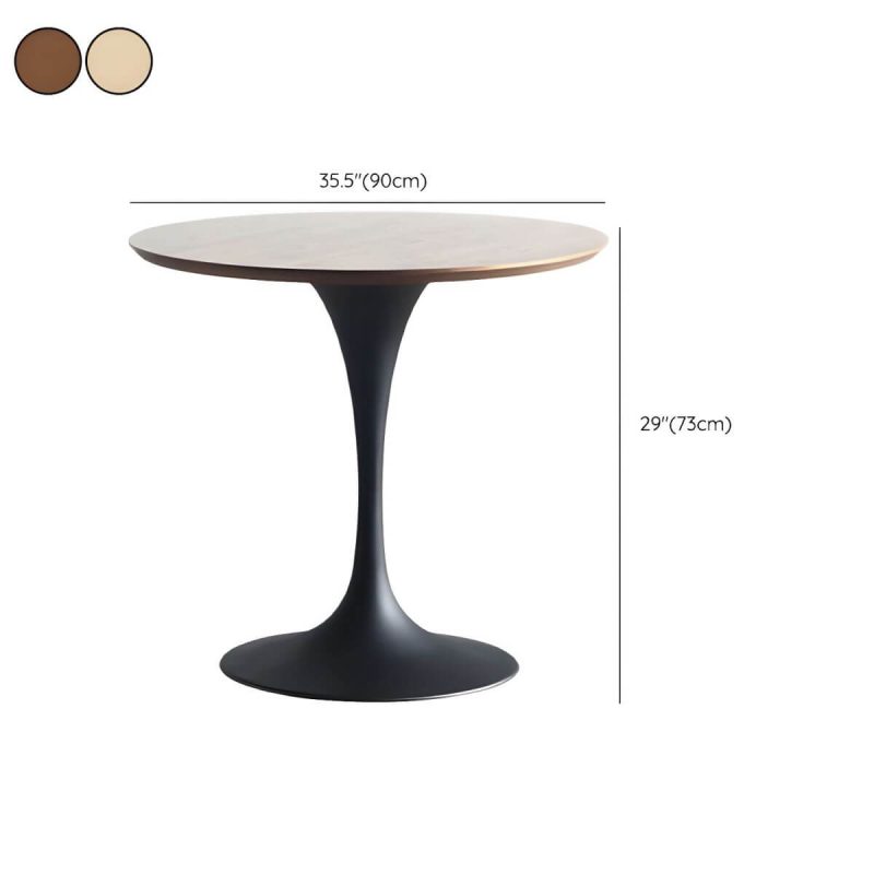 Dimension of Contemporary Style Wood Patio Table Round with Metal Leg in Natural/Brown - Natural Finish 35.4"L x 35.4"W x 28.7"H Table Only