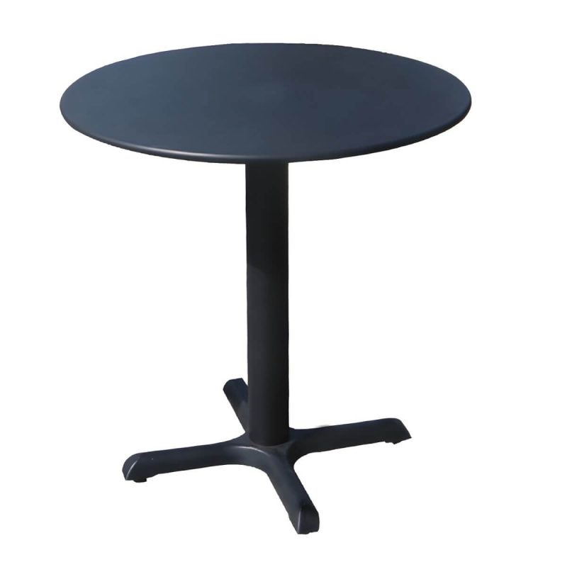 Moderner geometrischer wasserdichter Hof Tisch Metallbasis Outdoor Tisch - Nur Tisch Rund Schwarz 70 x 70 x 72 cm