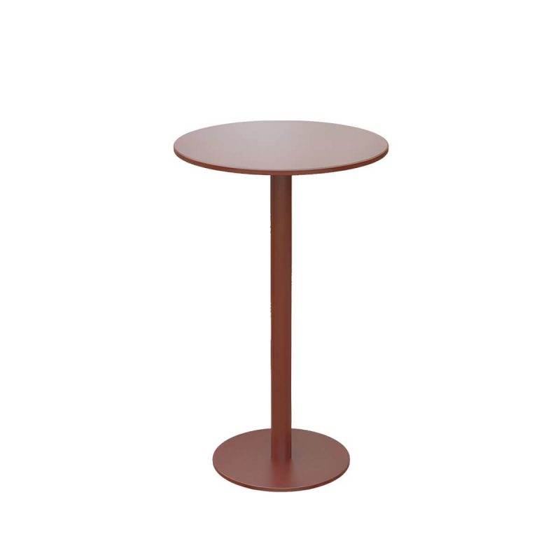 Runder moderner Metall-Bartisch ohne Sonnenschirmloch - wasserdicht und langlebig - Nur Tisch 23,6"L x 23,6"B x 37,4"H Rot