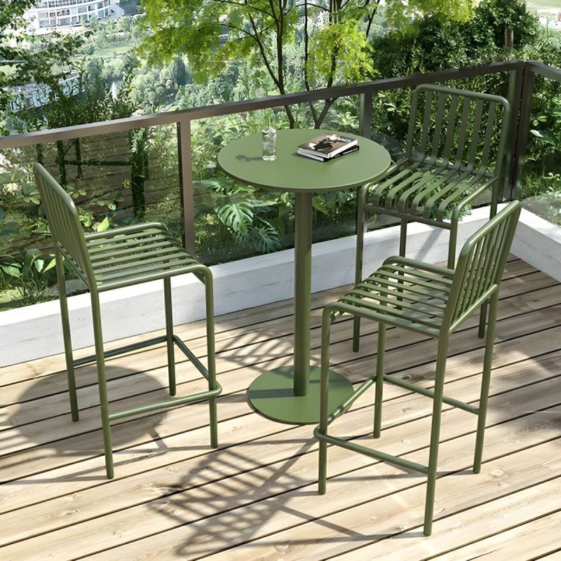 Runder moderner Metall-Bartisch ohne Sonnenschirmloch - wasserdicht und langlebig - Nur Tisch 23,6"L x 23,6"B x 37,4"H Orange