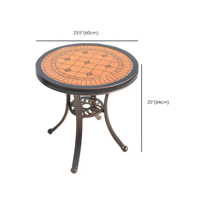 Dimension of Französischer Landhaus-Patio-Tisch im Freien Aluminiumrahmen Beistelltisch - Nur Tisch 24"L x 24"B x 25"H Orange