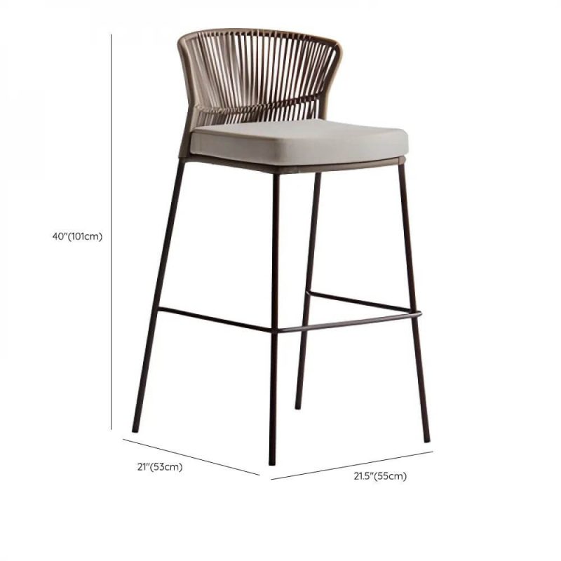 Dimension of Khaki Outdoor Side Chair with Cushion, Damp-proof, Aluminum, Trendy, 1 Chair, 22"L x 21"W x 40"H