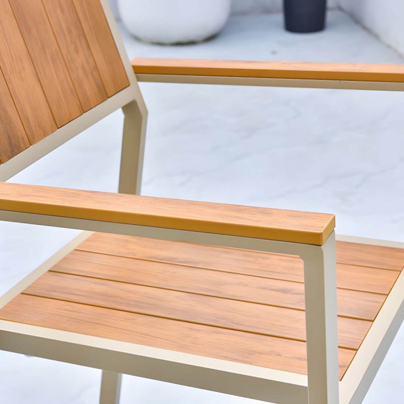 Metallische Outdoor-Esszimmerstühle Moderne stapelbare Patio-Esszimmerstühle wasserabweisend - Braun 8-teiliges Set