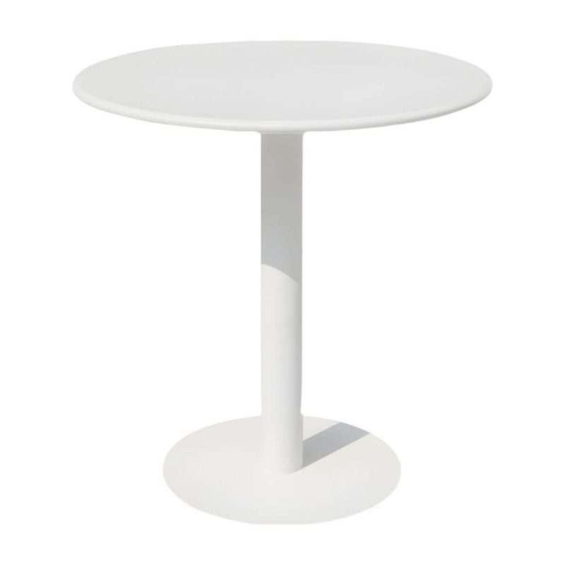 Zeitgenössischer Esstisch Weißer Outdoor-Tisch mit Metallgestell - Weiß 27,6"L x 27,6"B x 28,3"H Runder Tisch nur