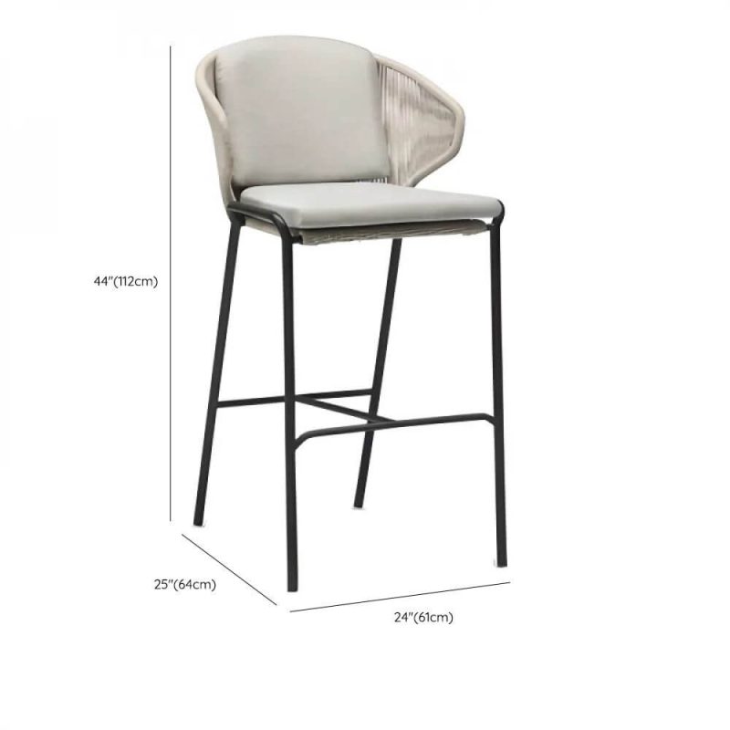 Dimension of Chalk Outdoor Side Chair with Cushion, Damp-proof, Aluminum, Trendy, 1 Chair, 24"L x 25"W x 44"H