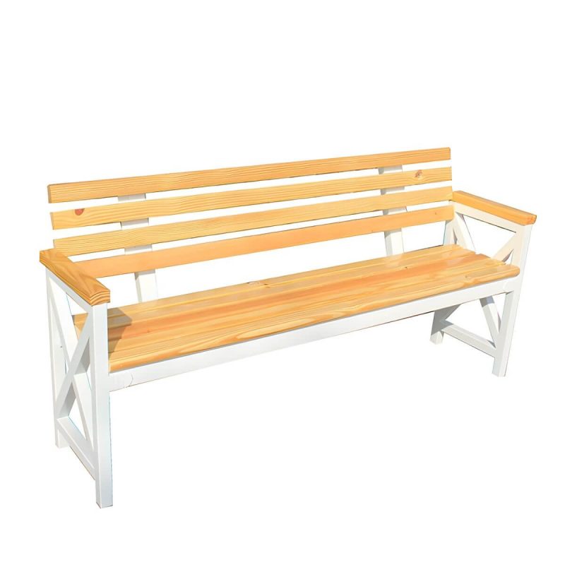 Wasserbeständige traditionelle Parkbank aus schwarzem Metall mit Holz-Sitzfläche und Rückenlehne - Schwarz 47"L x 16"B x 33"H