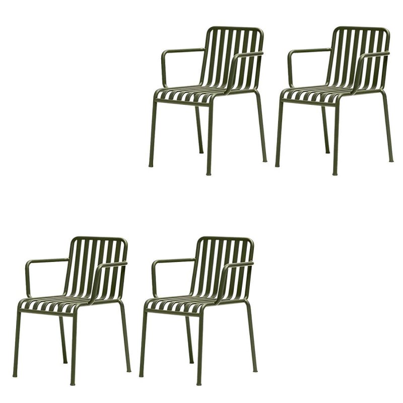 Moderner Gartenstuhl Grün Offene Rückenlehne Mit Armlehne Patio Esszimmer Armlehnenstuhl - 22"L x 20"B x 31"H 4-teiliges Set
