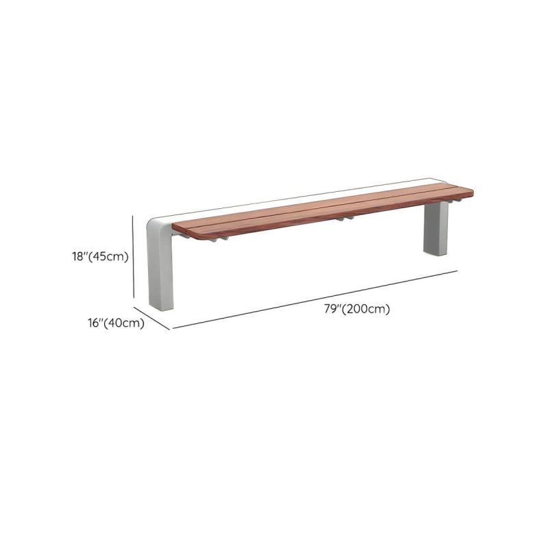 Dimension of Water Resistant Mid-Century Modern Park Bench with Stainless Steel Frame and Copper Wood Seat - 79"L x 16"W x 18"H