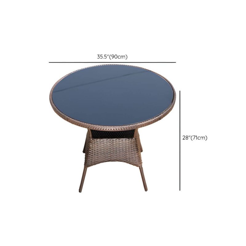 Dimension of Rattan Dining Table Contemporary Outdoor Table with Metal Base - Table Only 35"L x 35"W x 28"H