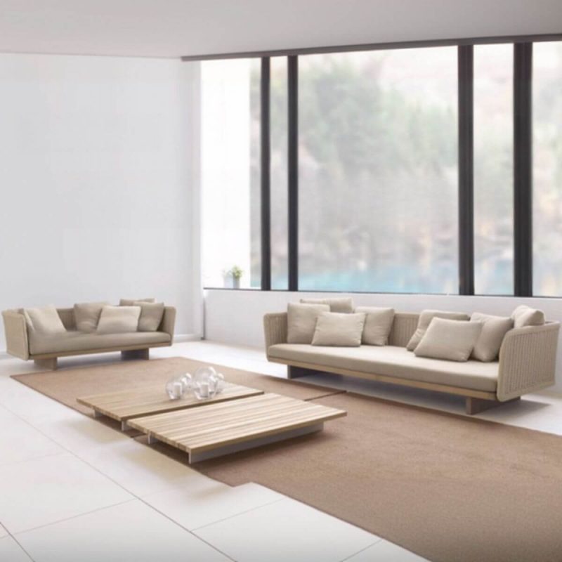 Sepia Holzrahmen Polyblend bezogenes Mehrsitziges Sofa mit weißem Kissen Sofa, 1 Stück, 3-Sitzer Sofa