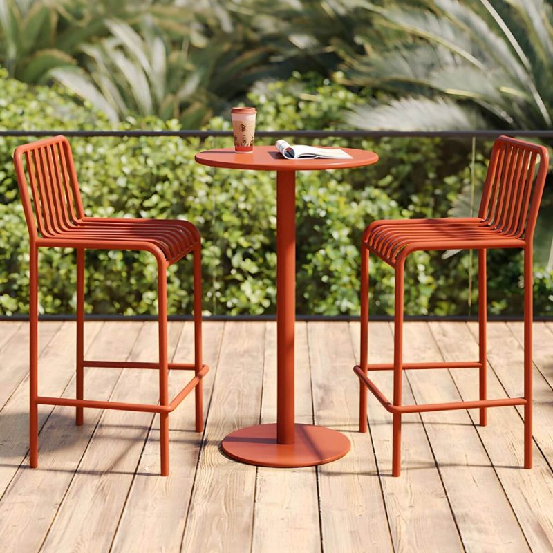Outdoor-Tisch mit Sockelbasis Metalltisch - 24" B X 24" L X 41" H - Nur gelber Tisch