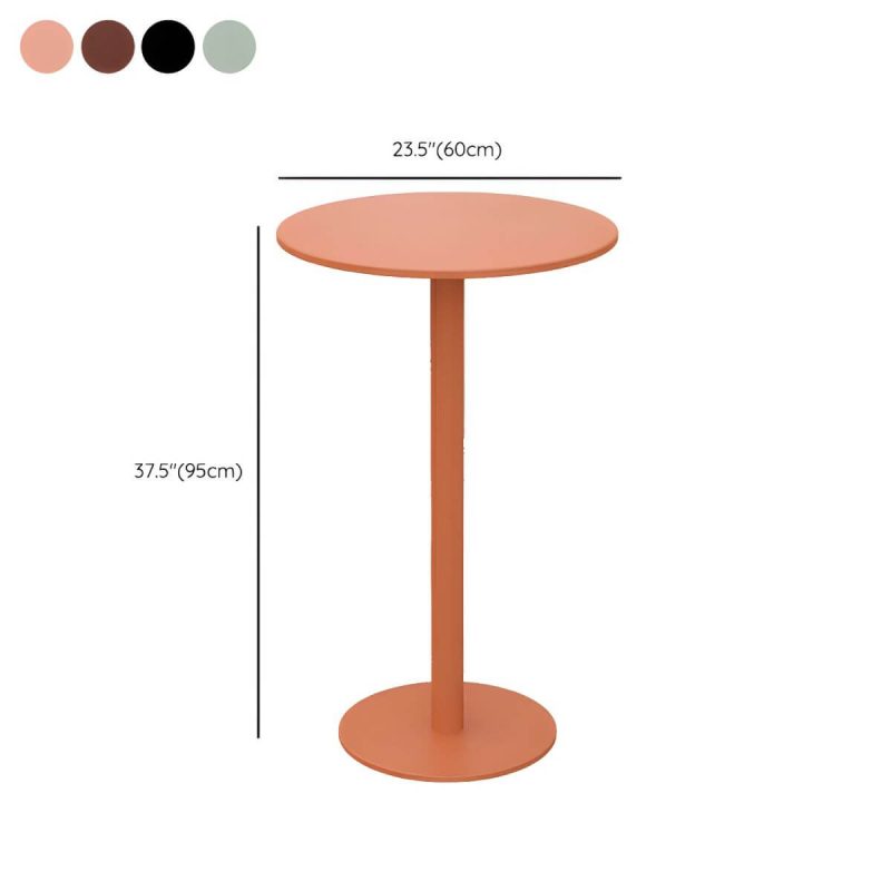 Dimension of Runder moderner Metall-Bartisch ohne Sonnenschirmloch - wasserdicht und langlebig - Nur Tisch 23,6"L x 23,6"B x 37,4"H Orange