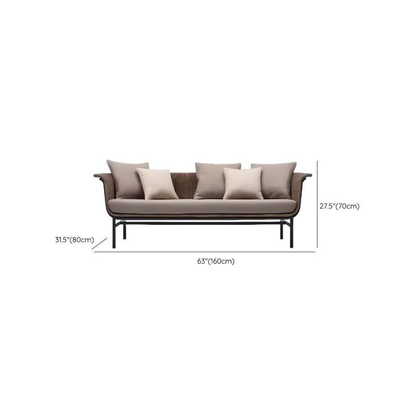 Dimension of Contemporary Caramel Alloy Loveseat for 2 People UV Resistant with Pillow and Cushion, 2-Seater Sofa
