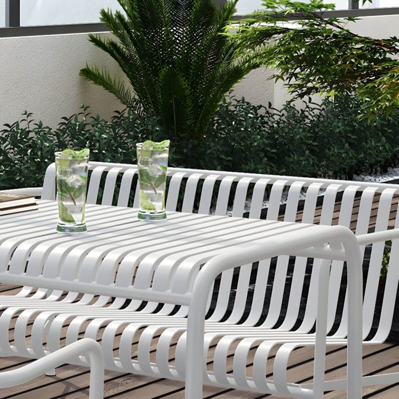 Moderner geometrischer wasserfester Hofeisentisch Gartentisch - Nur Tisch 39.4"L x 39.4"B x 29.5"H Grün