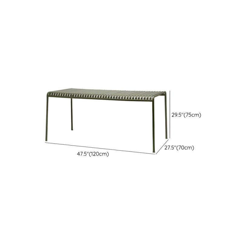 Dimension of Modern Rectangle Integrated Courtyard Table Iron Outdoor Table - Green 47.2"L x 27.6"W x 29.5"H Table Only