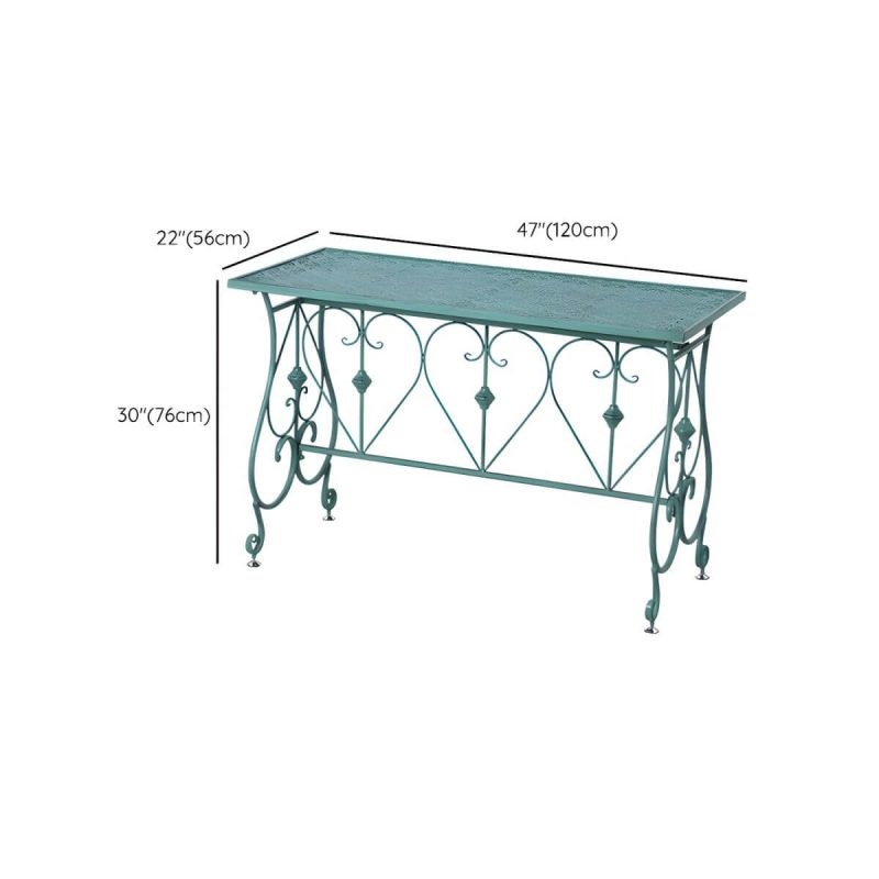 Dimension of Modern Green Waterproof Courtyard Table Iron Rectangle Outdoor Table - Table Only