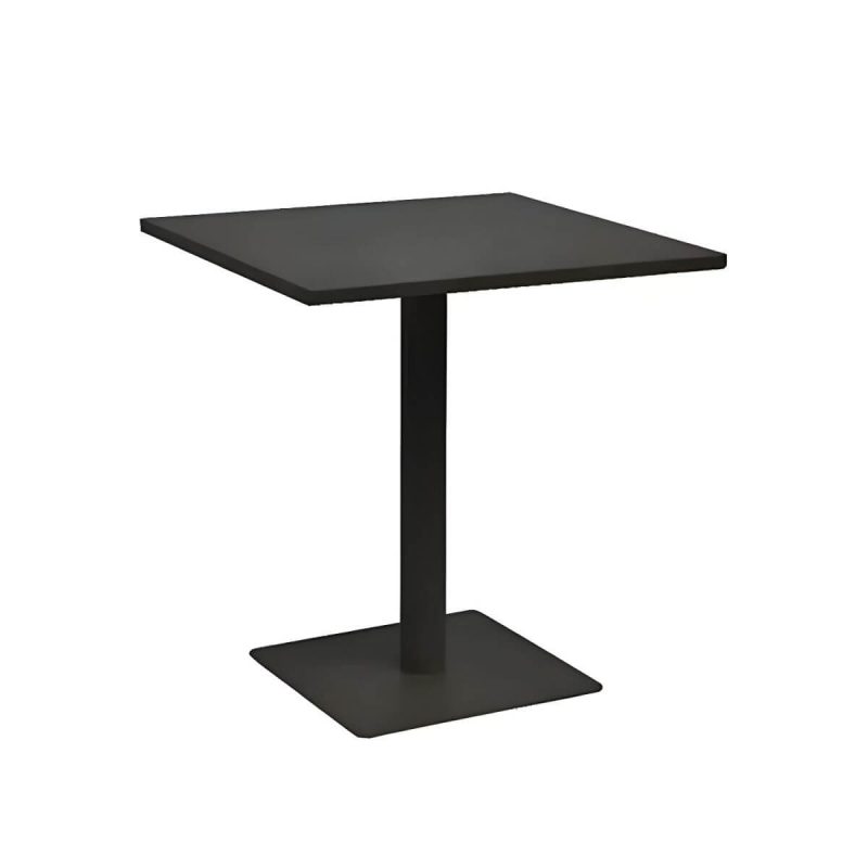 Moderner Stahl-Patio-Chattisch ohne Sonnenschirmloch für Outdoor-Treffen - Nur Tisch Schwarz Quadratisch Metall