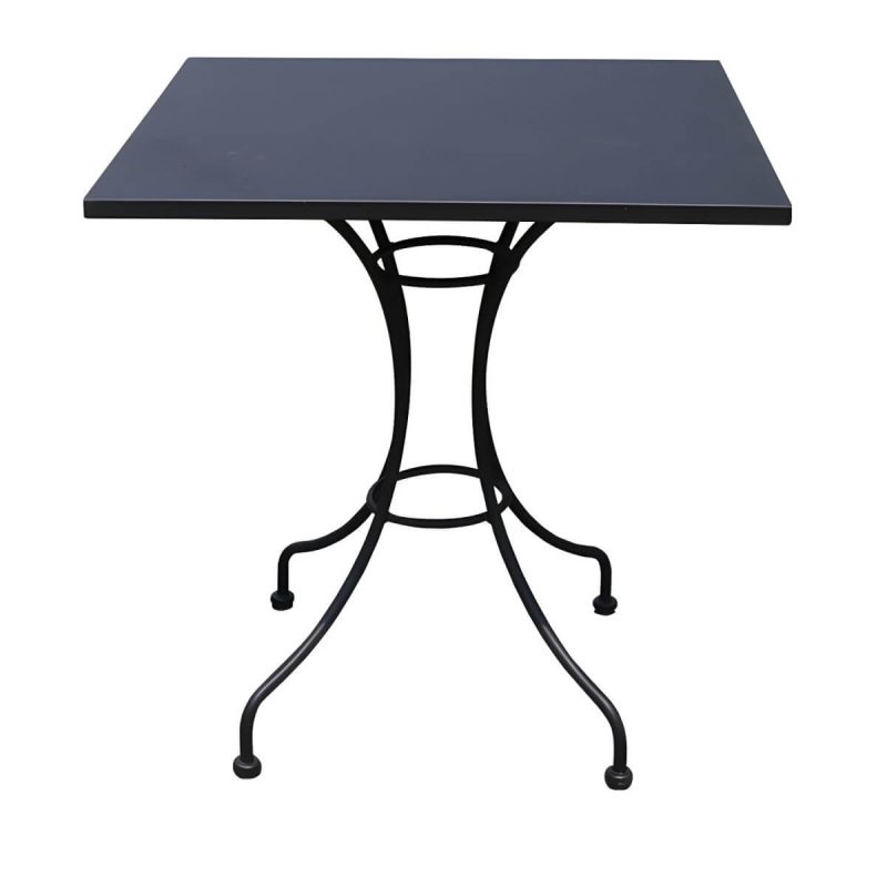 Moderner geometrischer wasserdichter Hof Tisch Metallbasis Outdoor Tisch - Nur Tisch Quadratisch Schwarz 70 x 70 x 75 cm