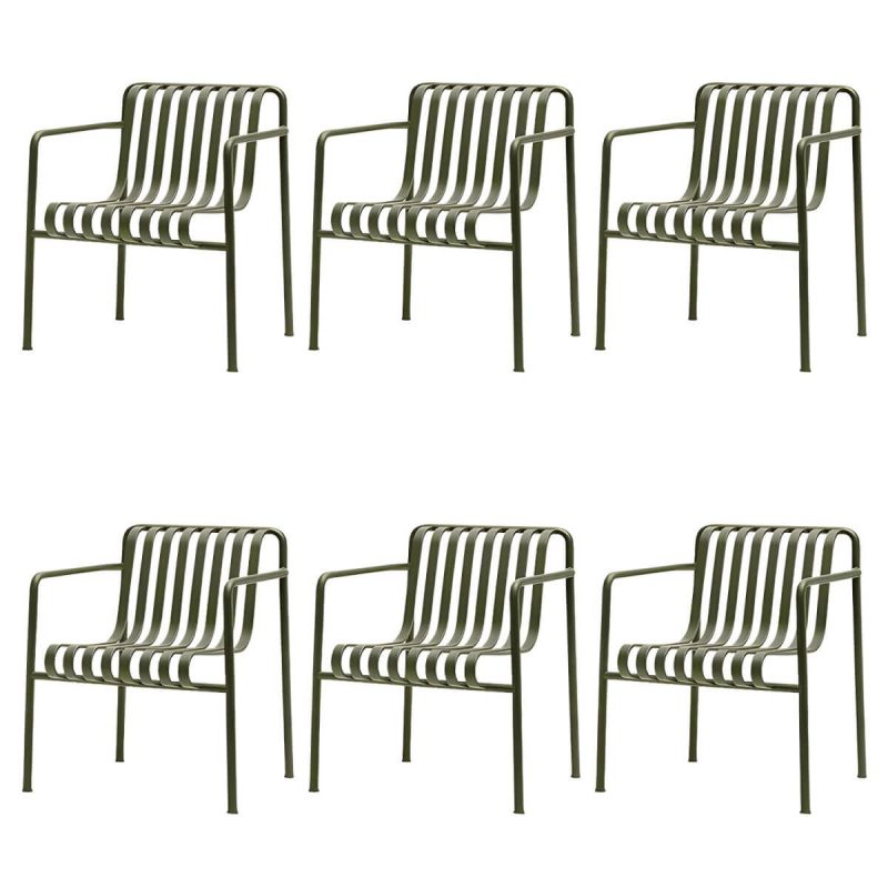 Moderner Gartenstuhl Grün Offene Rückenlehne Mit Armlehne Patio Esszimmer Armlehnenstuhl - 29"L x 31"B x 28"H 6-teiliges Set