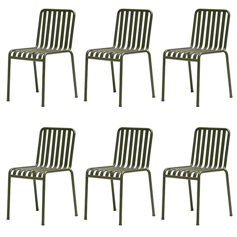 Moderner Gartenstuhl Grün Offene Rückenlehne Mit Armlehne Patio Esszimmer Armlehnenstuhl - 22"L x 19"B x 31"H 6-teiliges Set