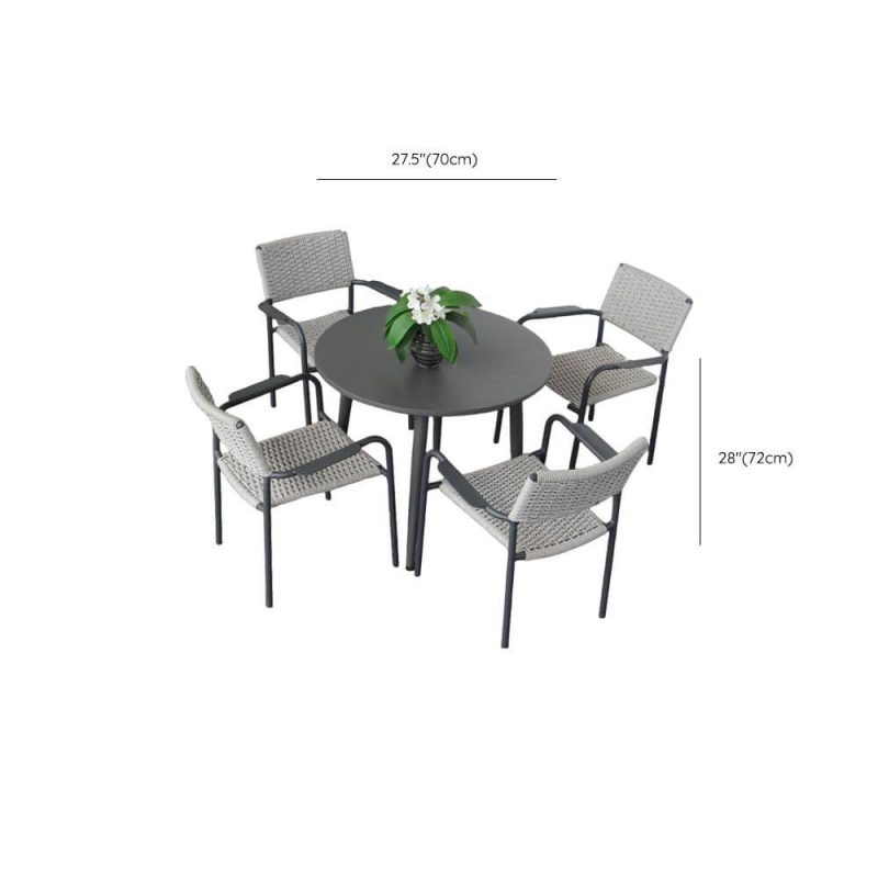 Dimension of Upholstered Round Outdoor Dining Set, Weather-tolerant Ink 5-piece with Chair and Table, 27.6"L x 27.6"W x 28.3"H, Table & 4 Chairs