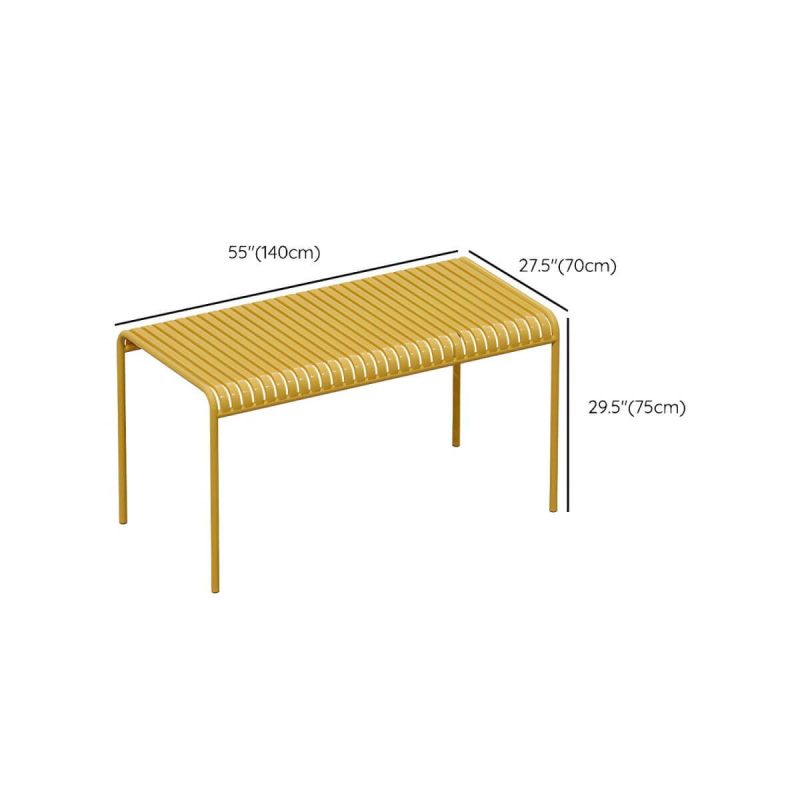 Dimension of Yellow Metal Patio Table Contemporary Style Water Resistant in Rectangular/Square Shape - Table Only 55.1"L x 27.6"W x 29.5"H