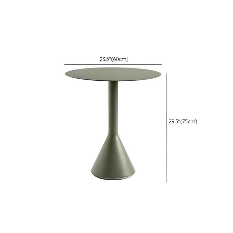 Dimension of Industrial Green Dining Table Metal Outdoor Table with Pedestal Base - 23.6"L x 23.6"W x 29.5"H Round Table Only