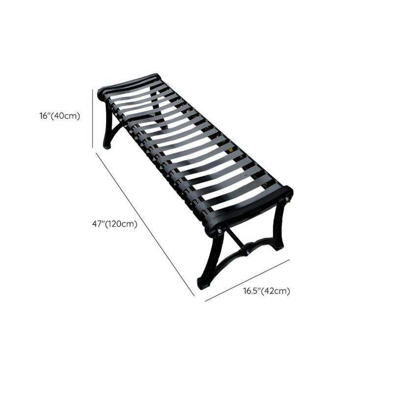 Dimension of "Industrial Park Bench with Waterproof Steel Seating in Black - Water Resistant and Non-Foldable" - 47"L x 17"W x 16"H