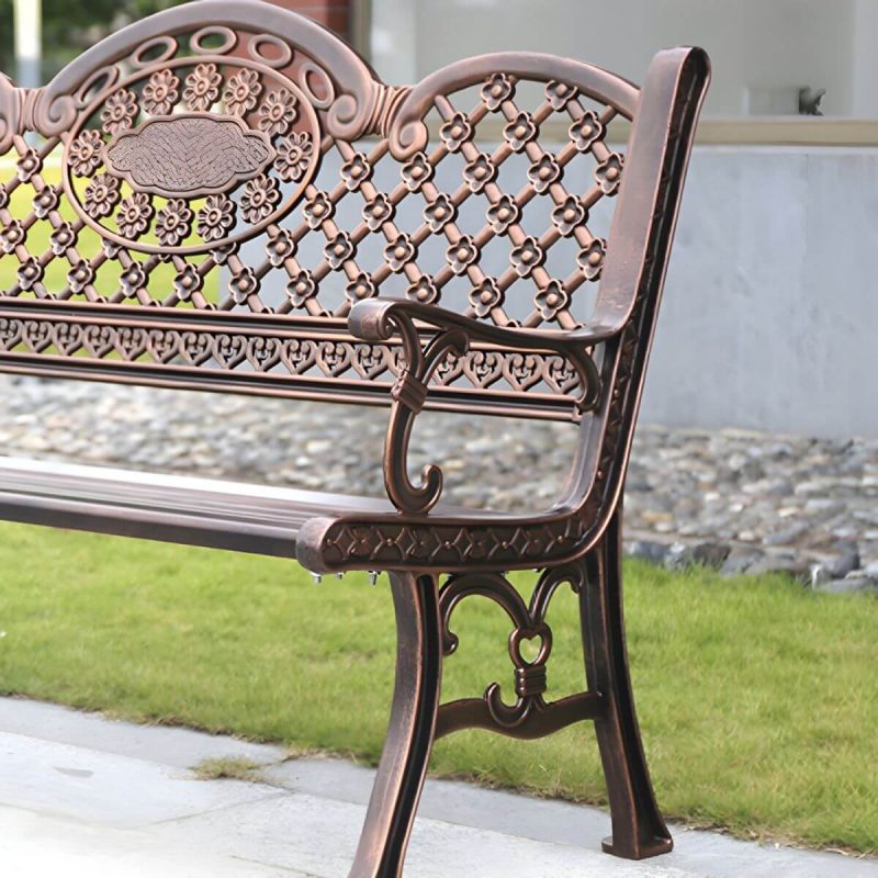 Moderner Metall-Parkbank-Stil mit Beinen, wasserbeständig für den Außenbereich - Schwarz 61"L x 24"B x 34"H