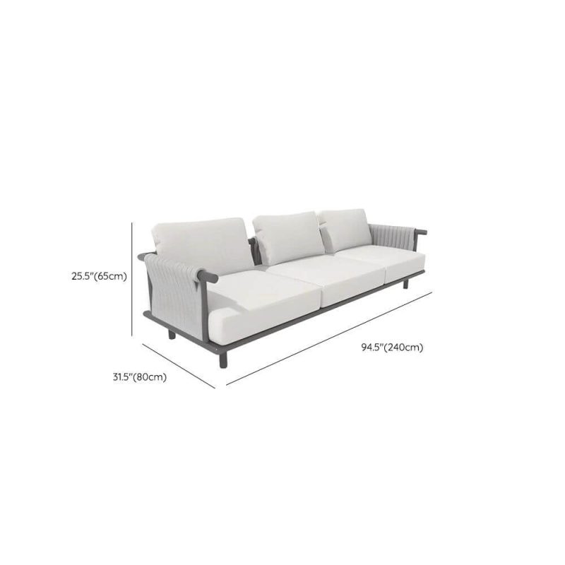 Dimension of Waterproof Light Gray Alloy Sofa, 3 People with Pillow, Trendy Cushion, 3-Seater Sofa