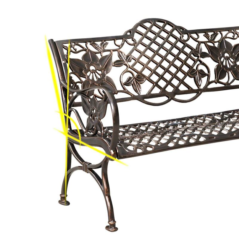 Bohemian Metal Park Bank mit wasserdichter und wasserabweisender Design, mit Armlehnen und Rückenlehne - Kupfer 39"L x 24"B x 34"H