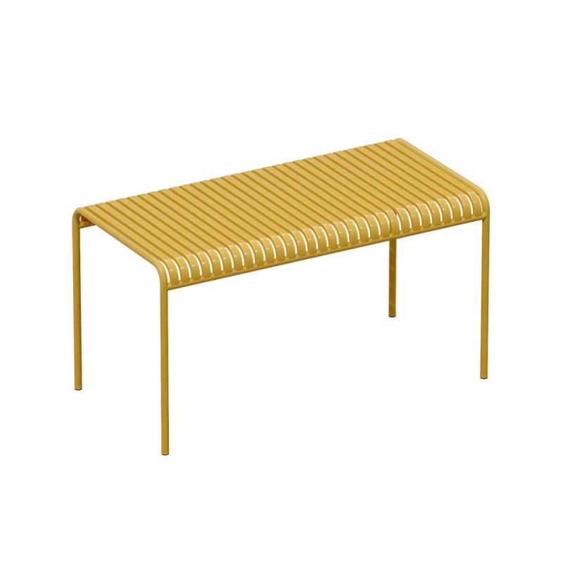 Gelber Metall-Patio-Tisch Zeitgenössischer Stil Wasserbeständig in Rechteckiger/Quadratischer Form - Nur Tisch 55,1"L x 27,6"B x 29,5"H