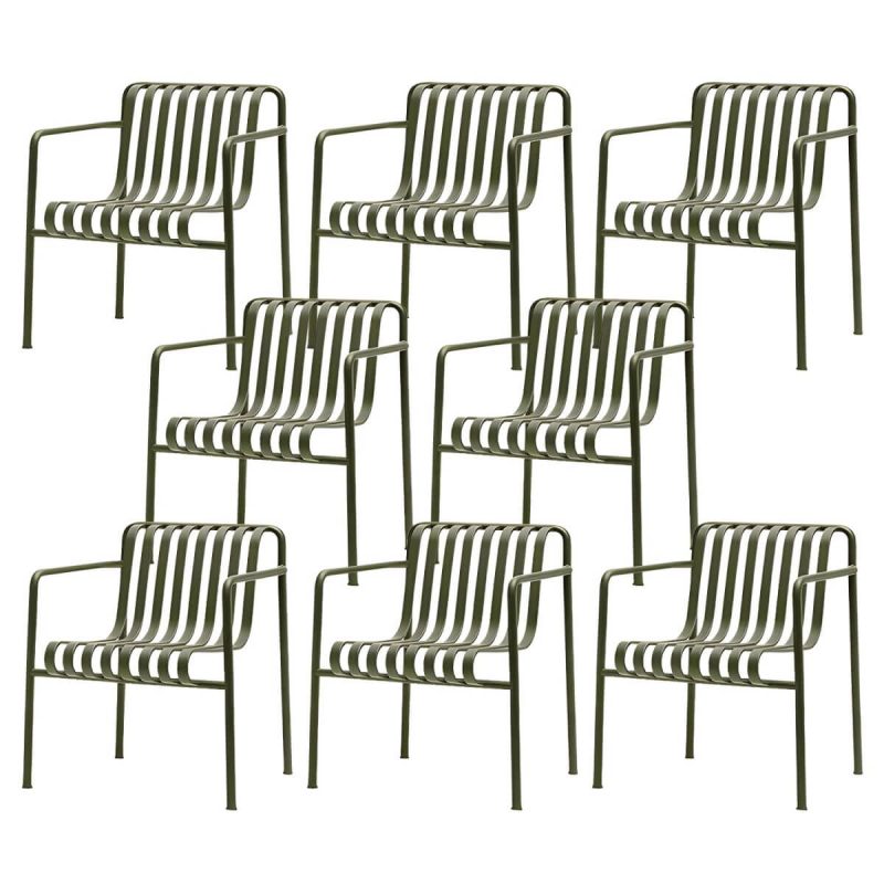 Moderner Gartenstuhl Grün Offene Rückenlehne Mit Armlehne Patio Esszimmer Armlehnenstuhl - 29"L x 31"B x 28"H 8-teiliges Set