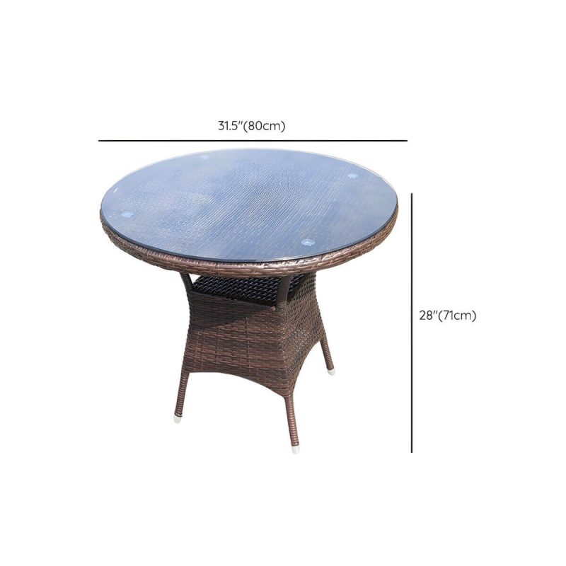 Dimension of Rattan Dining Table Contemporary Outdoor Table with Metal Base - Table Only 31.5"L x 31.5"W x 28"H