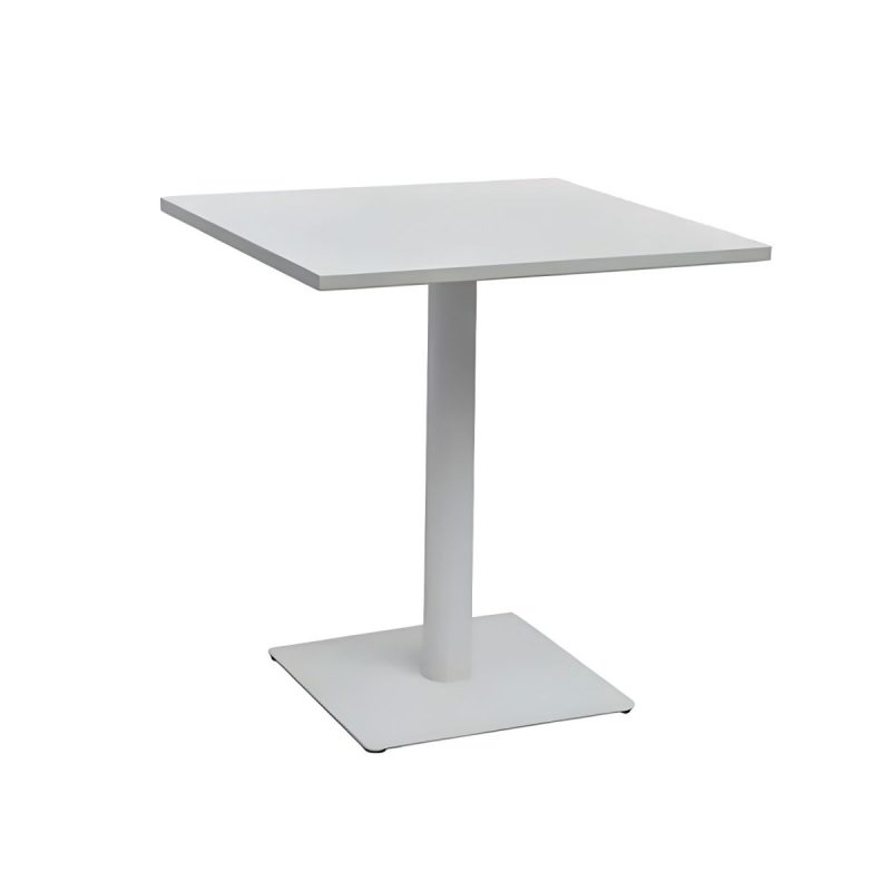Moderner Stahl-Patio-Chattisch ohne Sonnenschirmloch für Outdoor-Treffen - Nur Tisch Weiß Quadratisch Metall