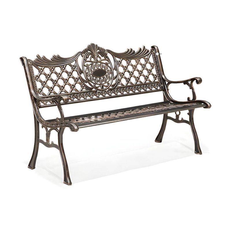 Bohemian Metal Park Bank mit wasserdichter und wasserabweisender Design, mit Armlehnen und Rückenlehne - Kupfer 60"L x 21"B x 37"H